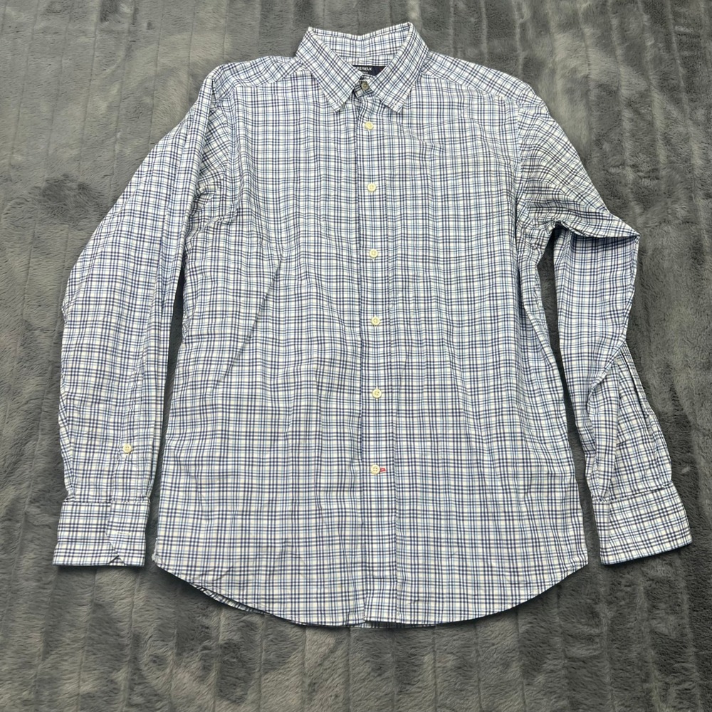 Cremieux Classics Mens Blue White Plaid Cotton Long Sleeve Button Down Shirt M